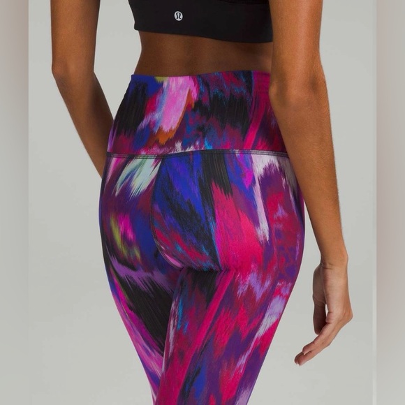 Lululemon Wunder Train HR Crop 23 Digital Current Pink Multi Leggings Size 4 - Picture 3 of 9